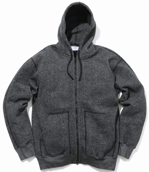  REIGNING CHAMP - RELAXED FULLZIP HOODIE TIGER FLEECE - BLACK