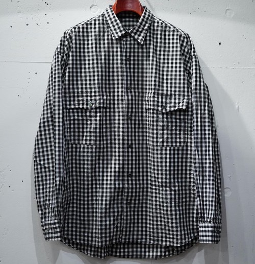  Porter Classic - ROLL UP GINGHAM CHECK SHIRT - BLACK