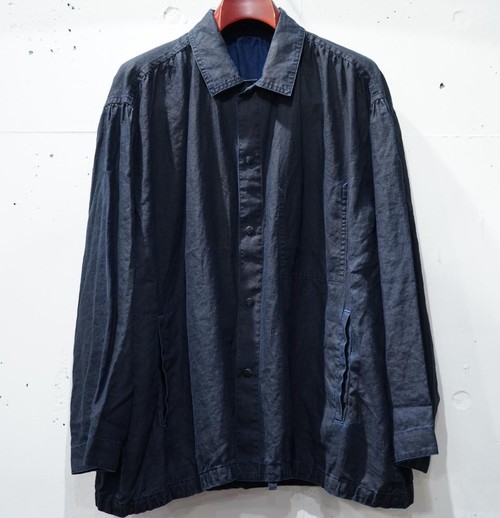  Porter Classic - FERMER'S LINEN GATHERD JACKET - INDIGO