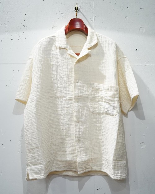  Porter Classic - SASHIKO LINEN PREMIUM SHORT SLEEVE SHIRT - WHITE