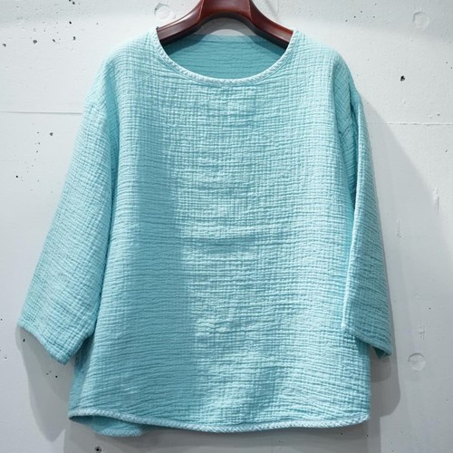  Porter Classic - SASHIKO LINEN PREMIUM SWEAT SHIRT - TURQUOISE