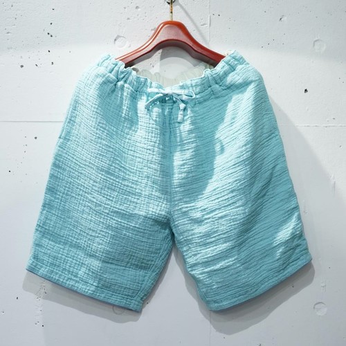  Porter Classic - SASHIKO LINEN PREMIUM SHORTS - TURQUOISE