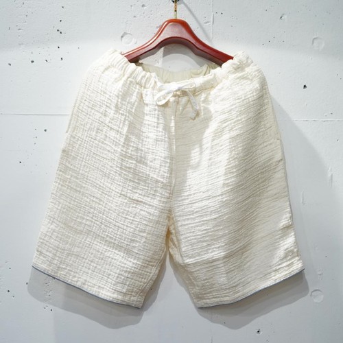  Porter Classic - SASHIKO LINEN PREMIUM SHORTS - WHITE