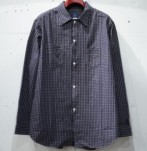  POST OVER ALLS - NEUTRA 3 / cotton x linen sheeting - navy graph check
