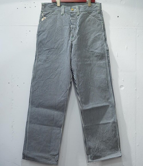  SUGAR CANE - 11oz. HICKORY STRIPE WORK PANTS - WHITE × NAVY