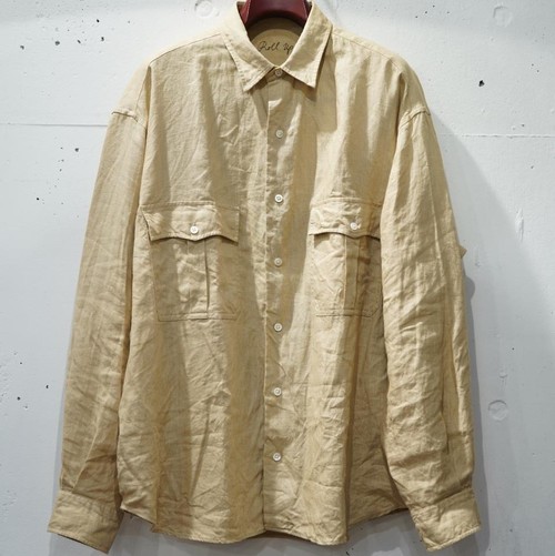  Porter Classic - ROLL UP LINEN SHIRT (FRENCH LINEN) - ANTIQUE GOLD