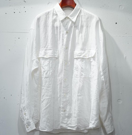  Porter Classic - ROLL UP LINEN SHIRT (FRENCH LINEN) - WHITE