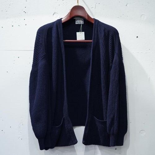  TENDER Co. - 740 BUCKET POCKET RIB SHOULDER CARDIGAN / COTTON CALICO YARN - HADAL BLUE