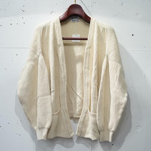  TENDER Co. - 740 BUCKET POCKET RIB SHOULDER CARDIGAN / COTTON CALICO YARN - RINSED ECRU