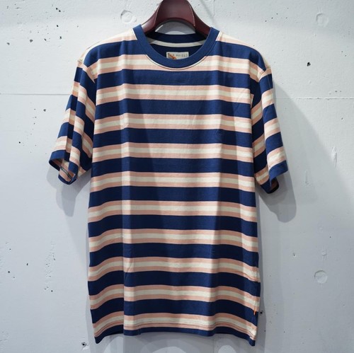  FAR AFIELD - Canedo Stripe T-Shirt - Navy/Muted Clay