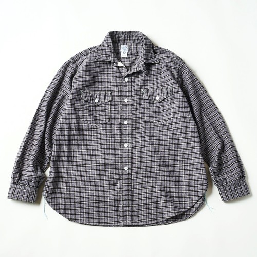  POST OVER ALLS - The NAVY CUT 2 / cotton flannel plaid - grey heather
