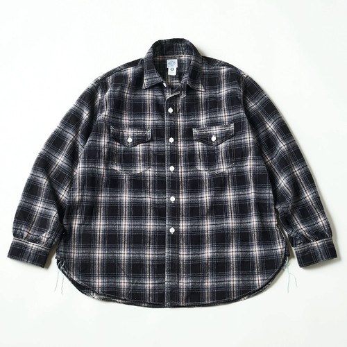  POST OVER ALLS - The NAVY CUT 2 / cotton flannel plaid - black