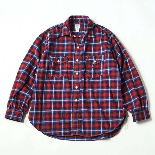  POST OVER ALLS - The NAVY CUT 2 / cotton flannel plaid - red