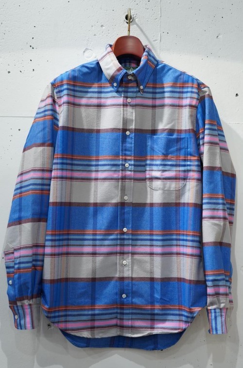  GITMAN VINTAGE - L/S Button Down Shirt / SUNSET STRIPE MOLESKIN FLANNEL - BLUE